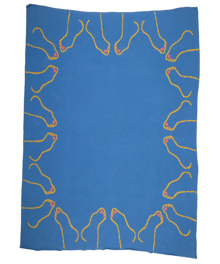 Footsie Knit Blanket - Blue