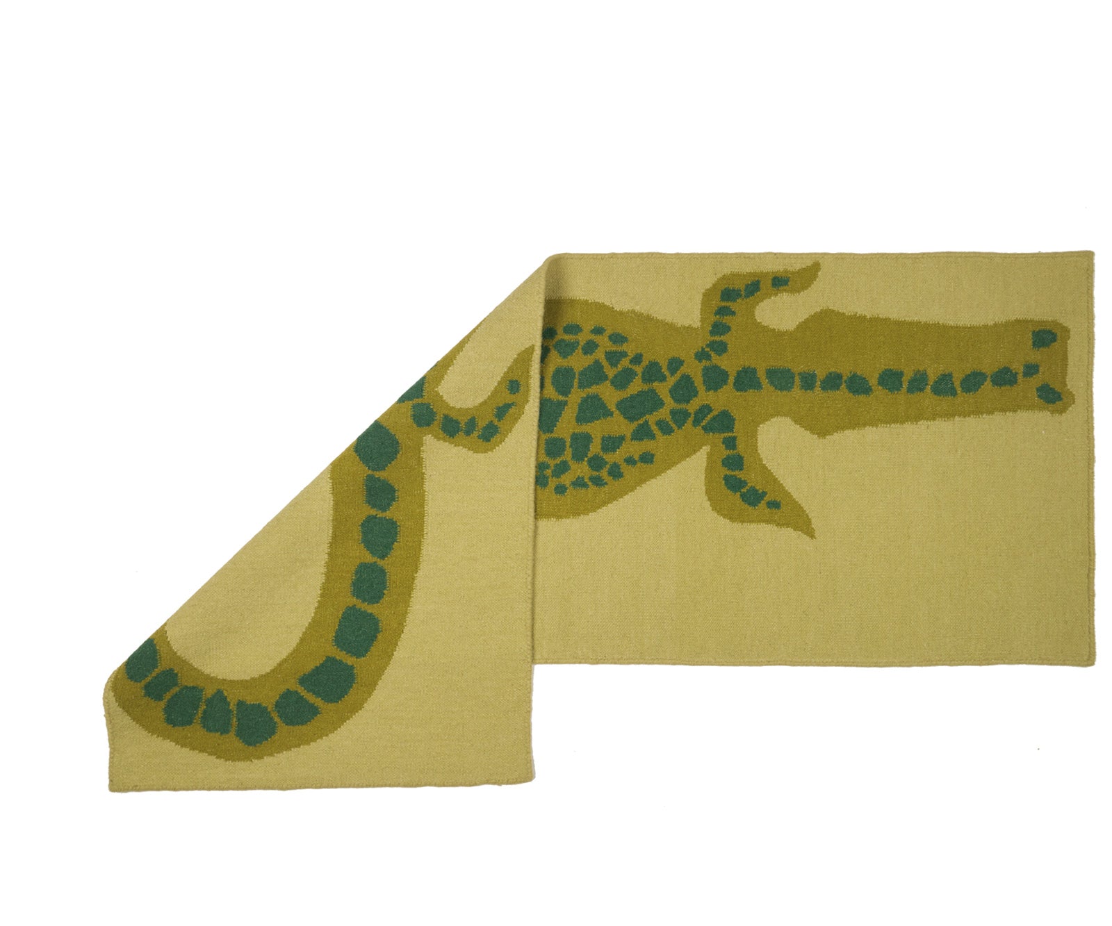 Wool Flat Weave Crocodile Runner - Avocado